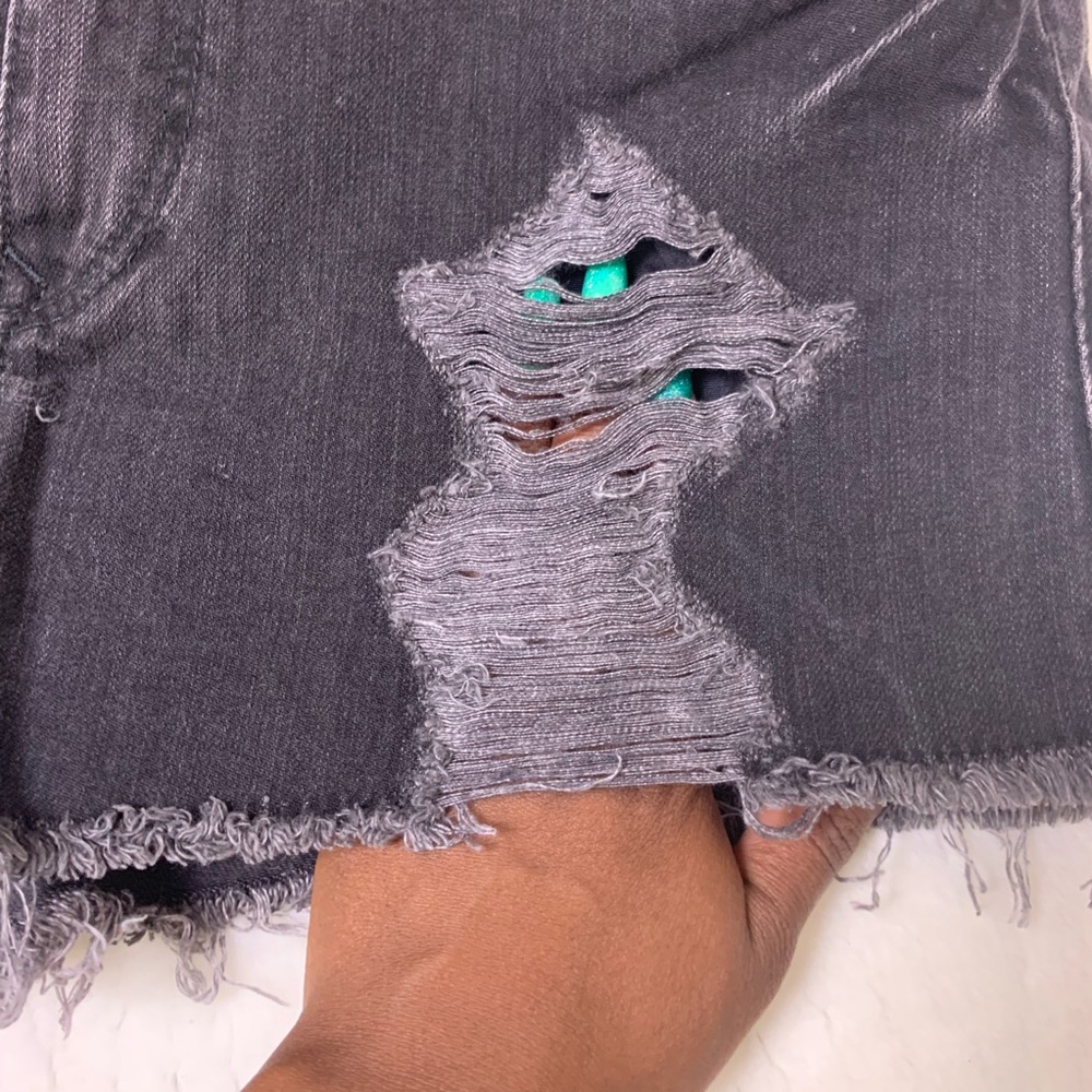 Express • Black Distressed Denim Shorts - Picture 3 of 5